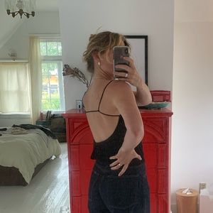 REFORMATION custom dramatic black viscose top